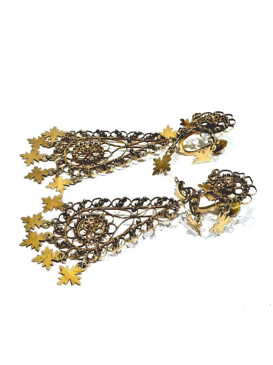 Paire de boucle d’oreille pendantes en or Méditerranéenne-photo-1