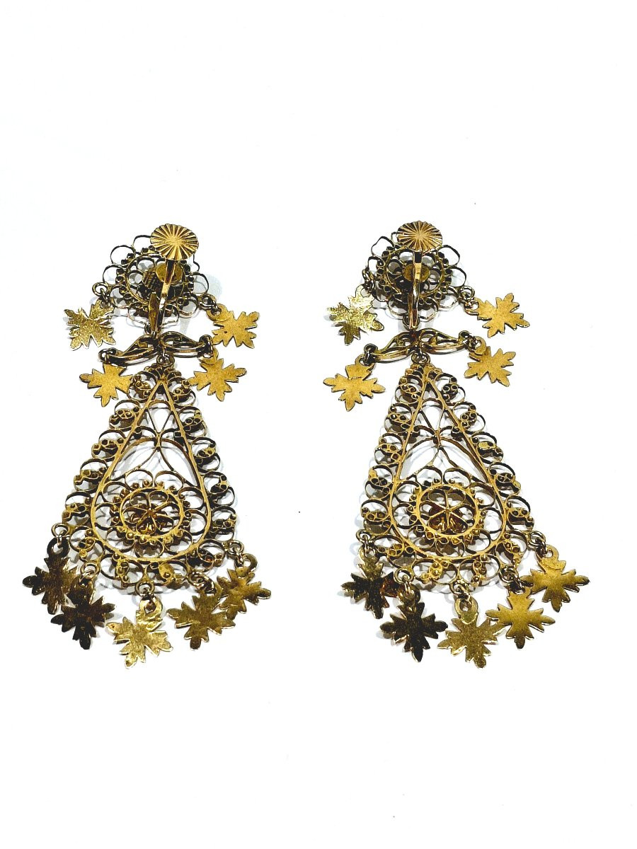 Paire de boucle d’oreille pendantes en or Méditerranéenne-photo-2