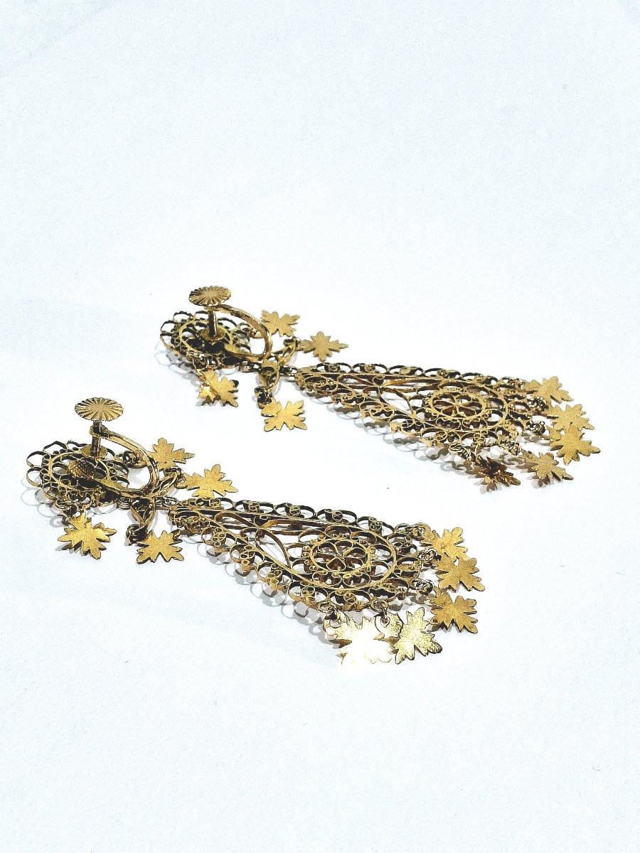 Paire de boucle d’oreille pendantes en or Méditerranéenne-photo-3