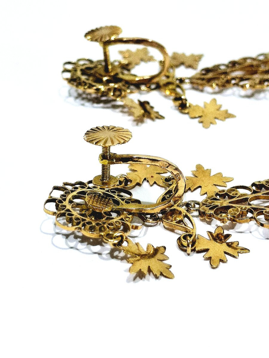 Paire de boucle d’oreille pendantes en or Méditerranéenne-photo-4