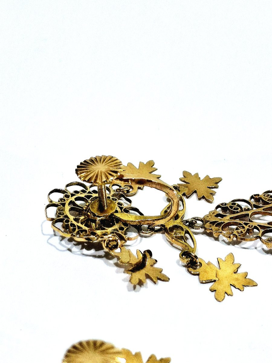 Paire de boucle d’oreille pendantes en or Méditerranéenne-photo-5