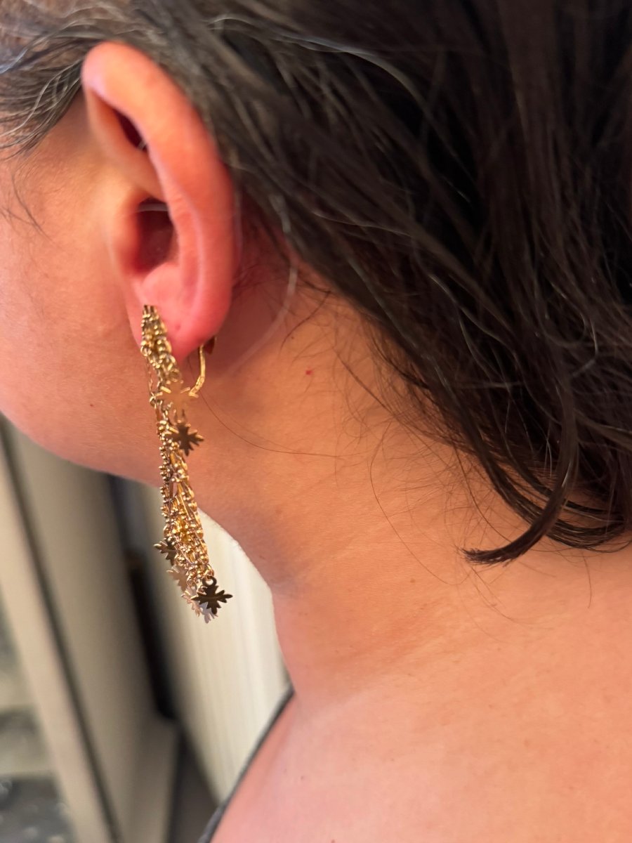 Paire de boucle d’oreille pendantes en or Méditerranéenne-photo-6