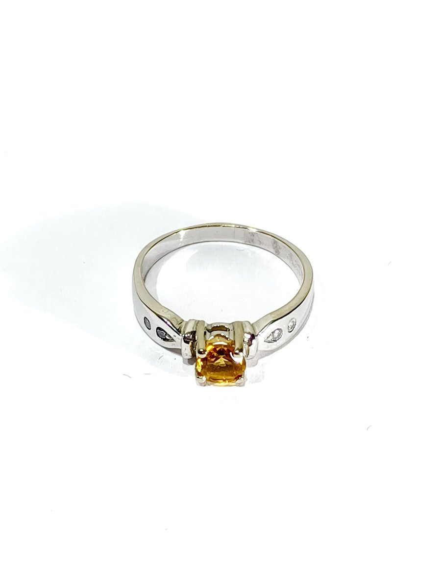 Bague En Or Blanc Diamants Et Citrine-photo-2