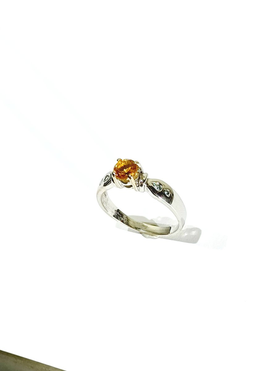 Bague En Or Blanc Diamants Et Citrine-photo-3