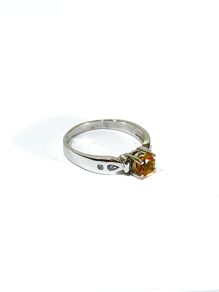 Bague En Or Blanc Diamants Et Citrine-photo-3