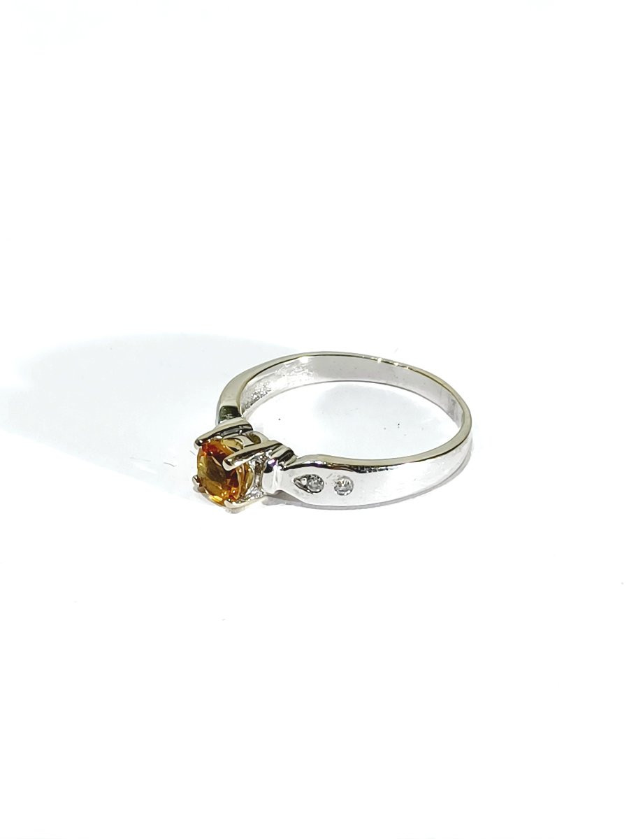 Bague En Or Blanc Diamants Et Citrine-photo-4