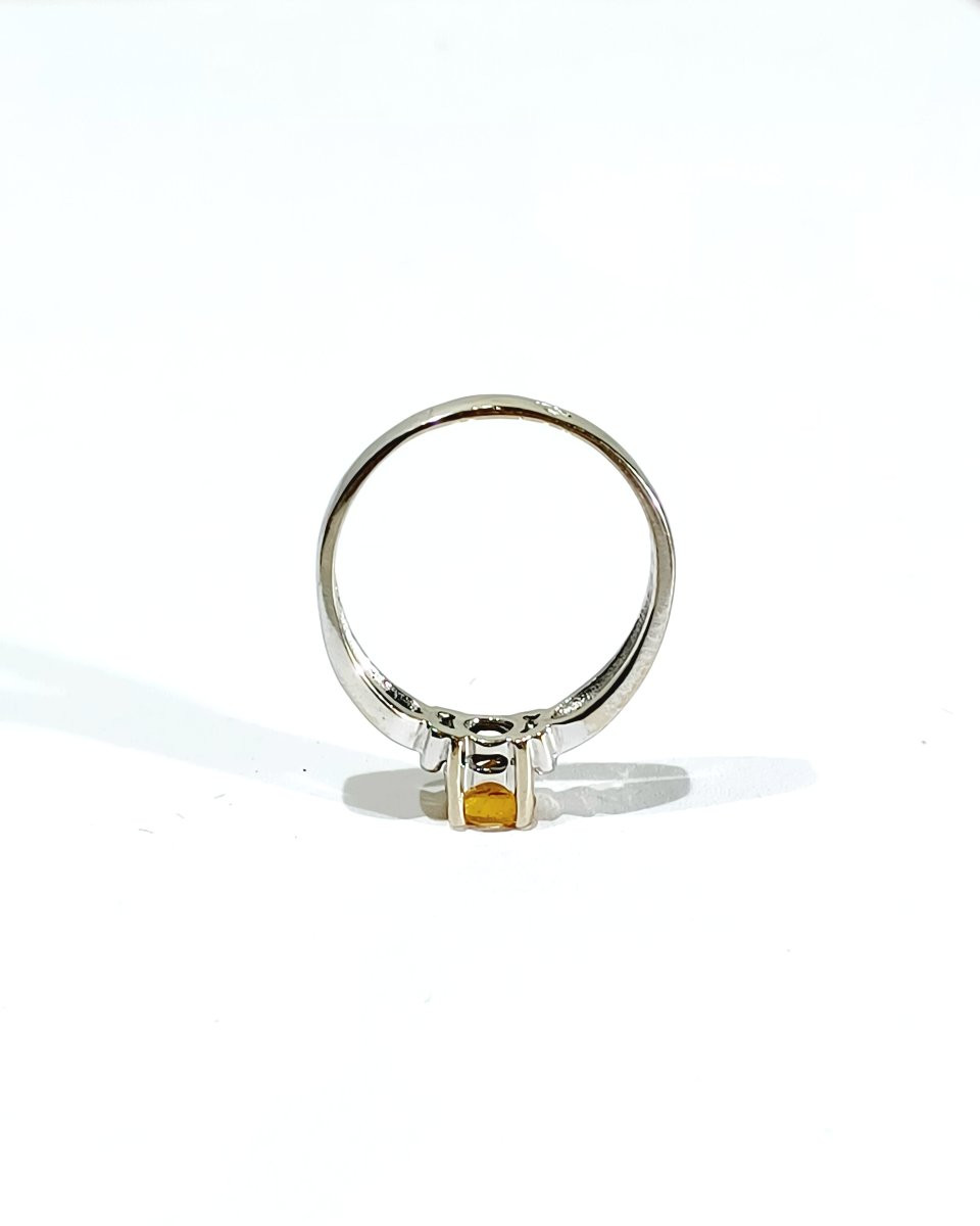 Bague En Or Blanc Diamants Et Citrine-photo-5