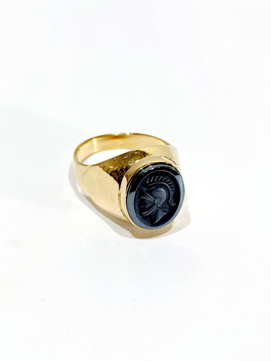 Gold And Hematite Intaglio Ring-photo-2