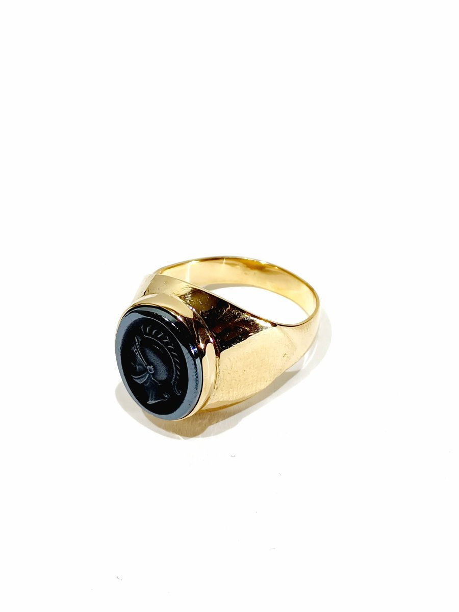 Gold And Hematite Intaglio Ring-photo-3