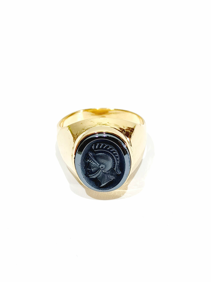 Gold And Hematite Intaglio Ring