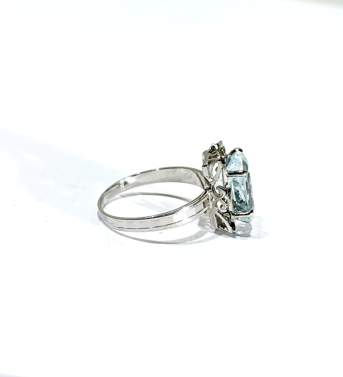 Bague En Or Blanc Et Aigue-Marine-photo-2