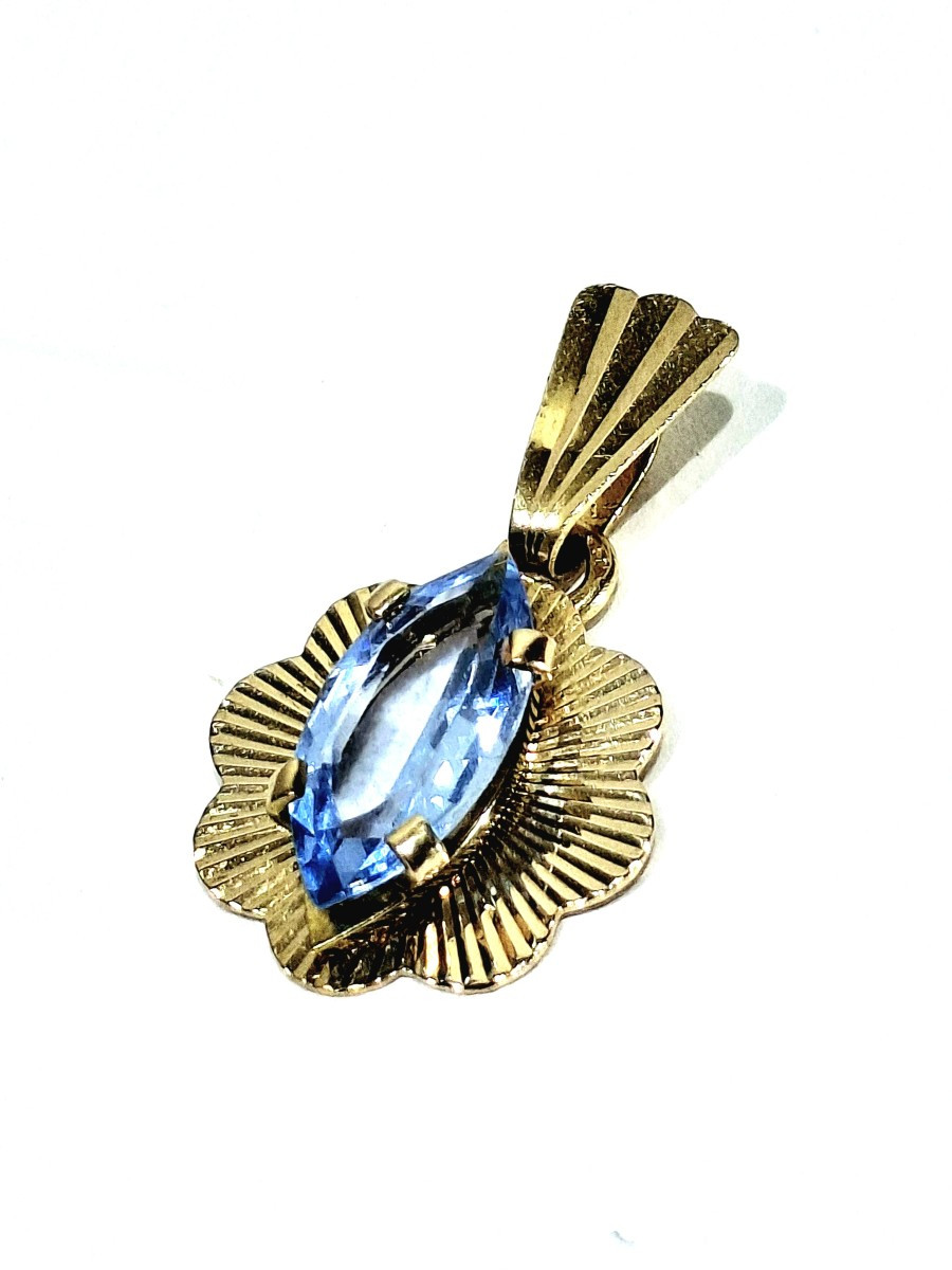 Gold And Blue Topaz Pendant