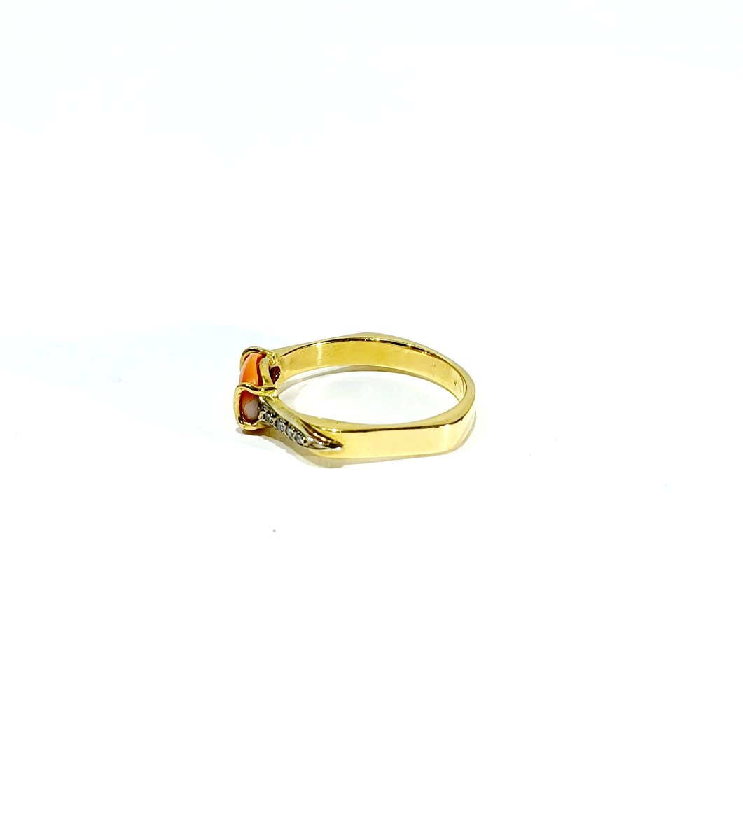 Gold, Coral And Diamond Ring-photo-3