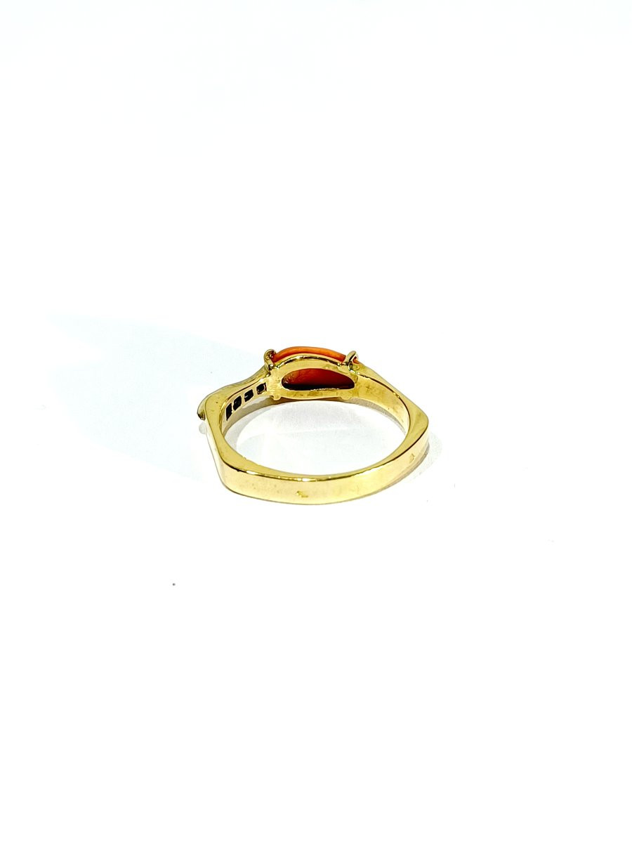 Gold, Coral And Diamond Ring-photo-4