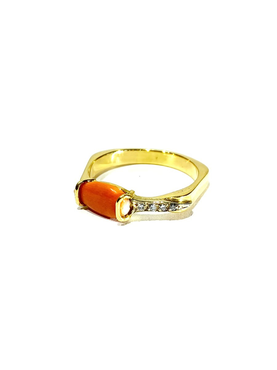 Gold, Coral And Diamond Ring-photo-5