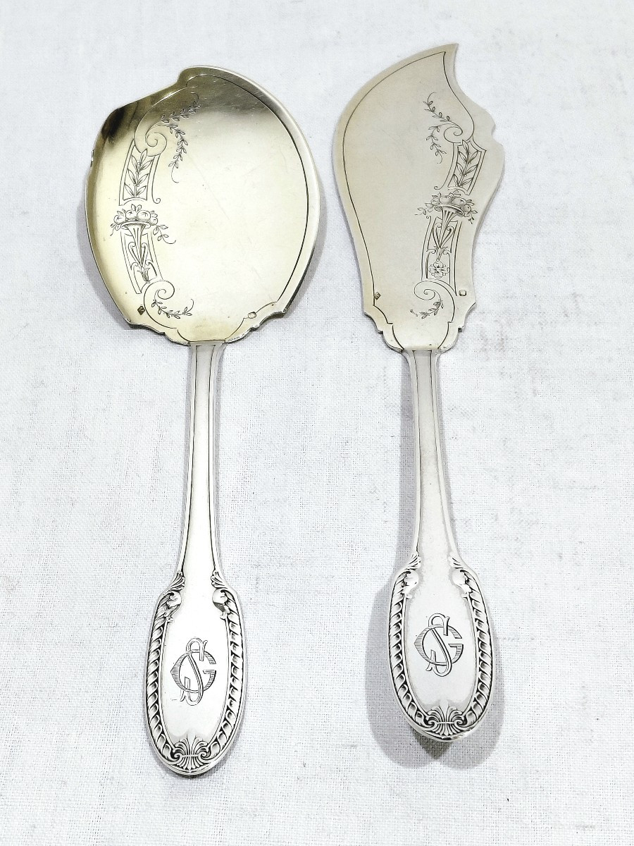 Ravinet Denfert - couverts de service a glace argent et vermeil