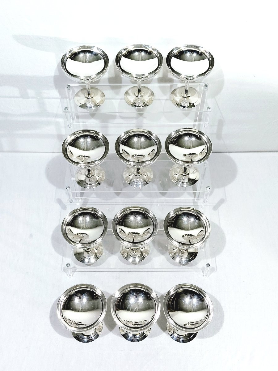 Christofle Et Lino Sabattini  - 12 Coupes En Métal Argenté  -photo-3