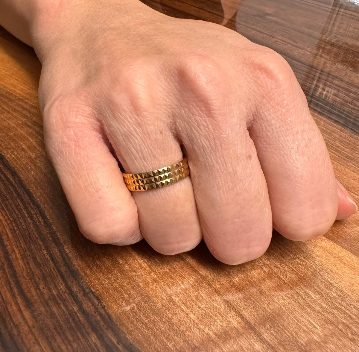 Alliance Femme En Or Rose Pointe de Diamant-photo-7