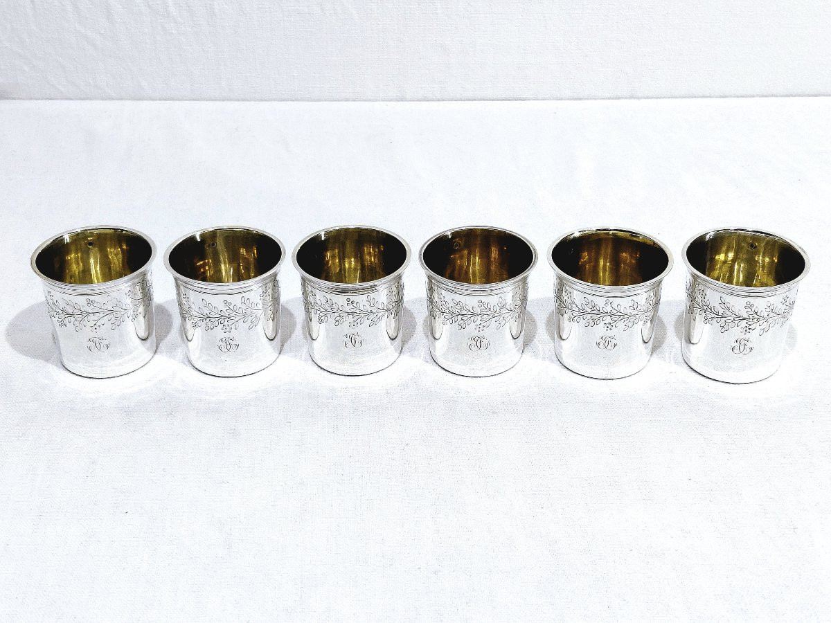 Hippolyte Fournerot - 6 Silver Liqueur Cups -photo-2