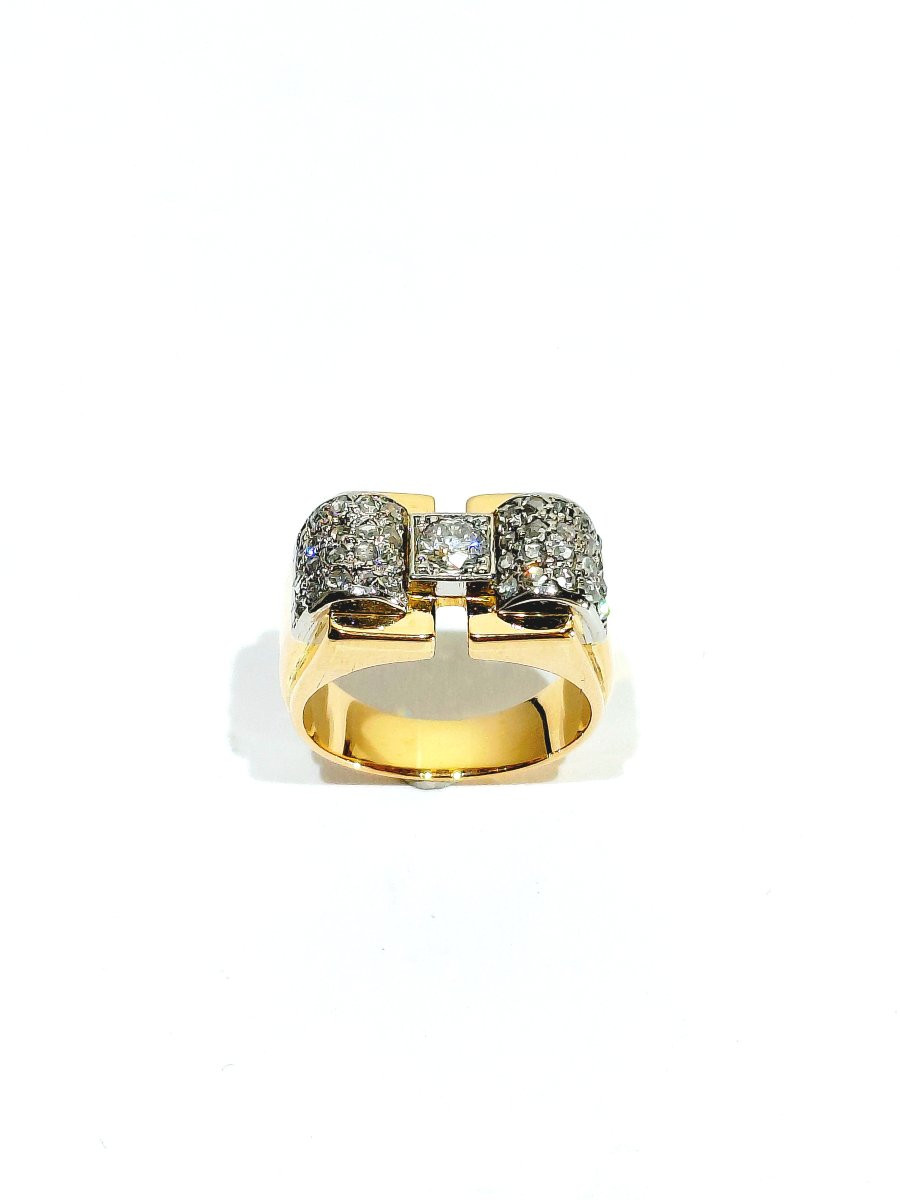 Bague Tank en or et diamants -photo-2