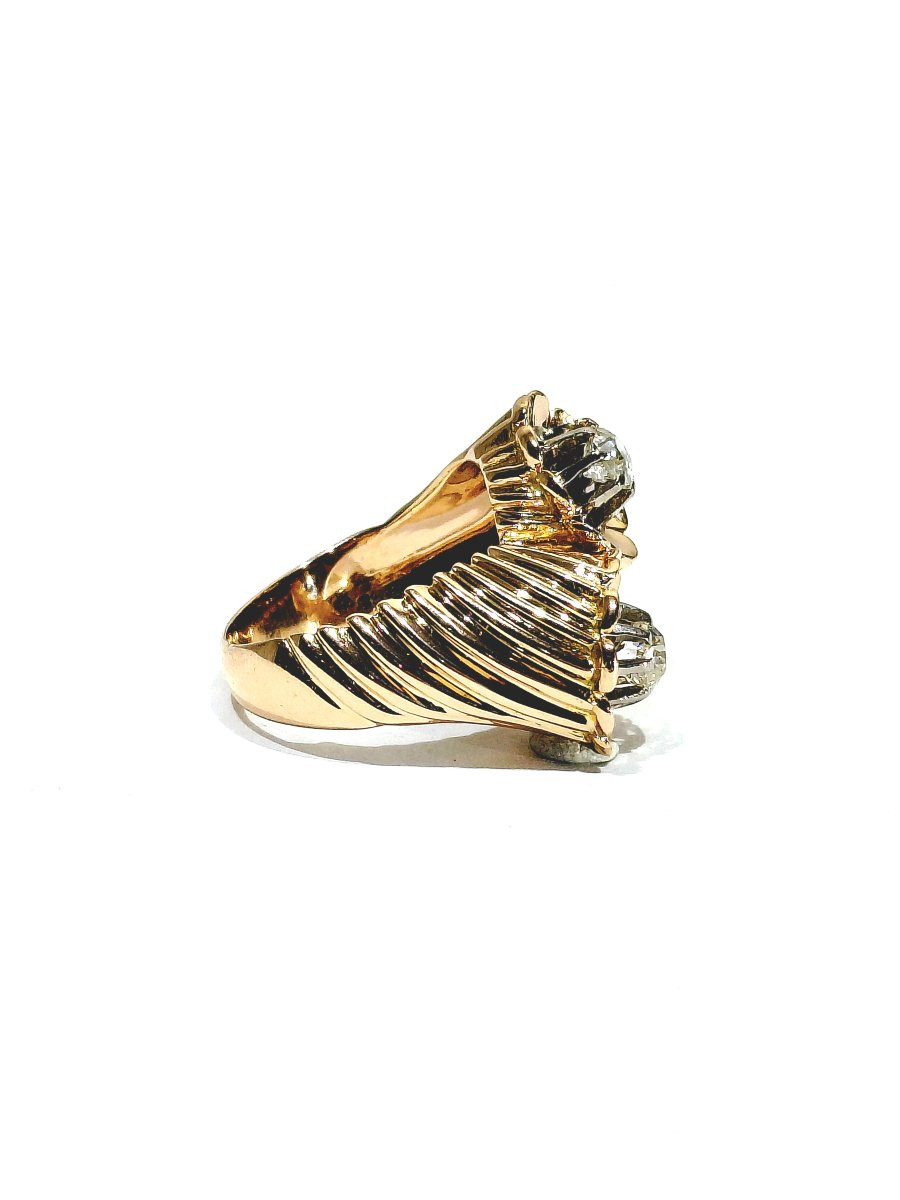 Bague “Toi Et Moi” Or Rose, Platine Et Diamants -photo-3