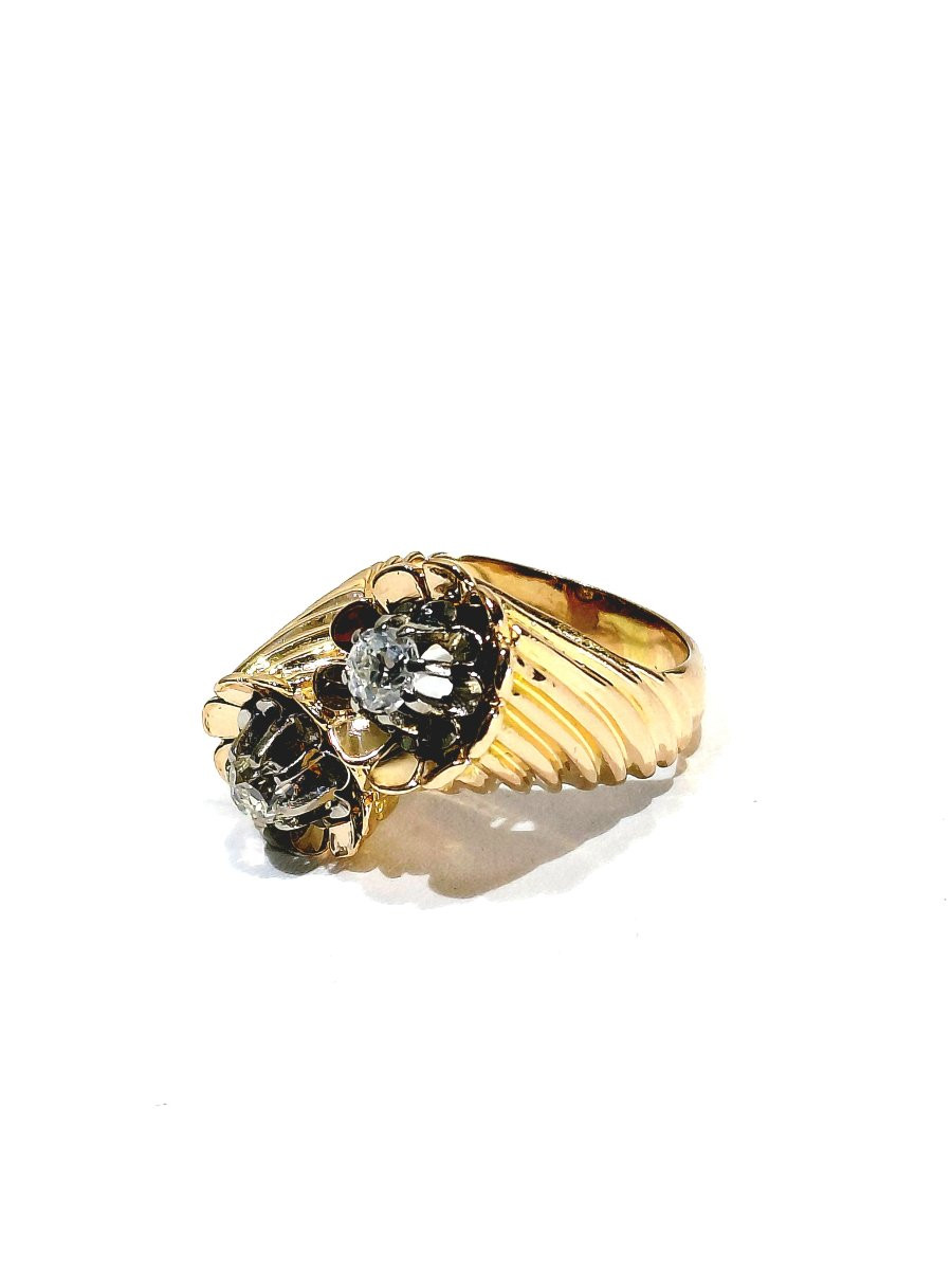 Bague “Toi Et Moi” Or Rose, Platine Et Diamants -photo-5