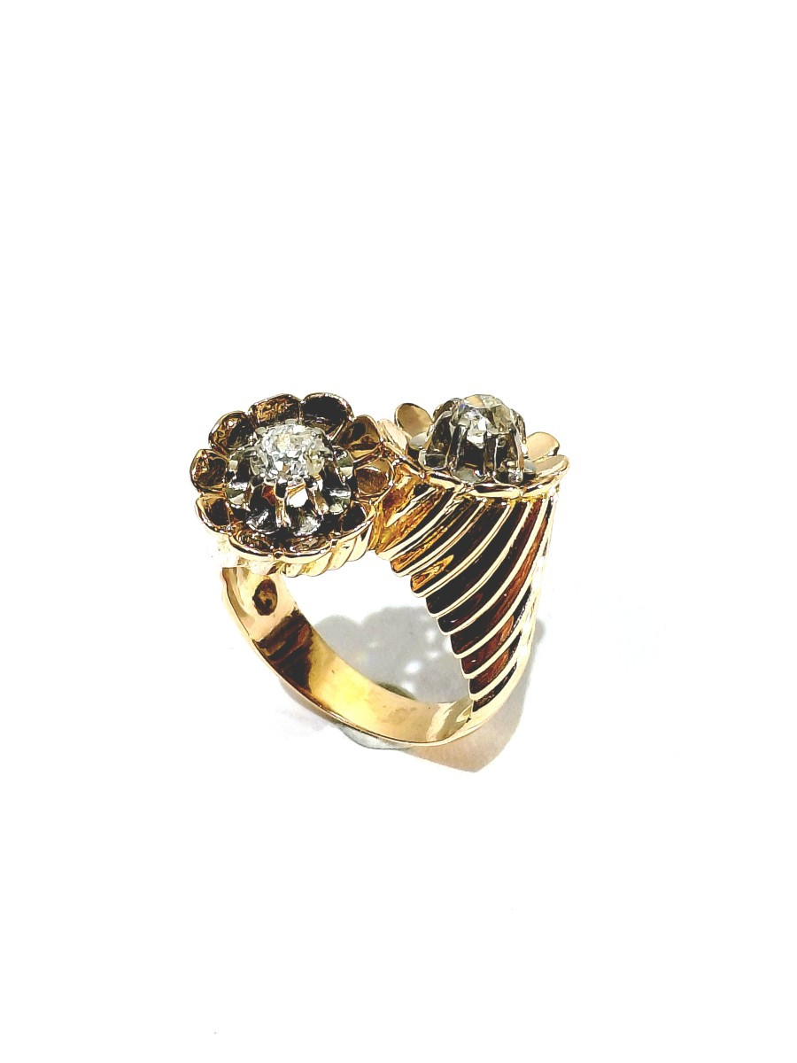 Bague “Toi Et Moi” Or Rose, Platine Et Diamants 