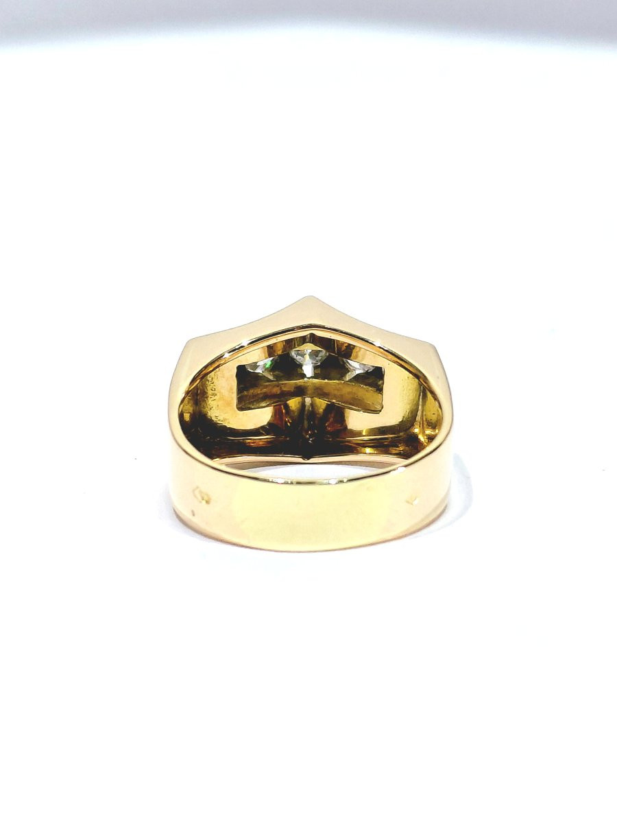 Bague Tank Art Déco Or Rose, Platine Et Diamants -photo-2