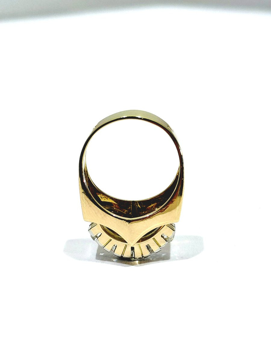Bague Tank Art Déco Or Rose, Platine Et Diamants -photo-6