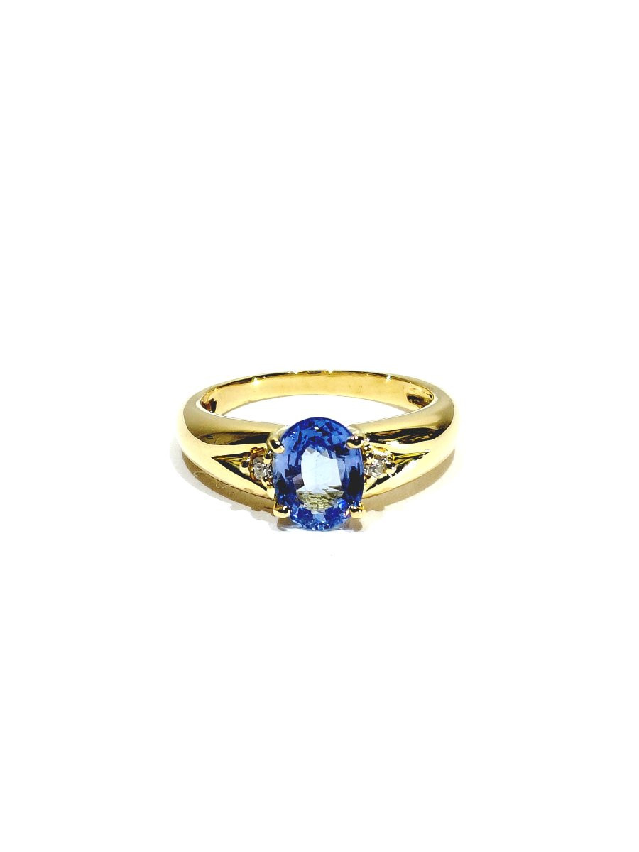 Yellow Gold Ring With Light Sapphire And Diamonds-photo-2