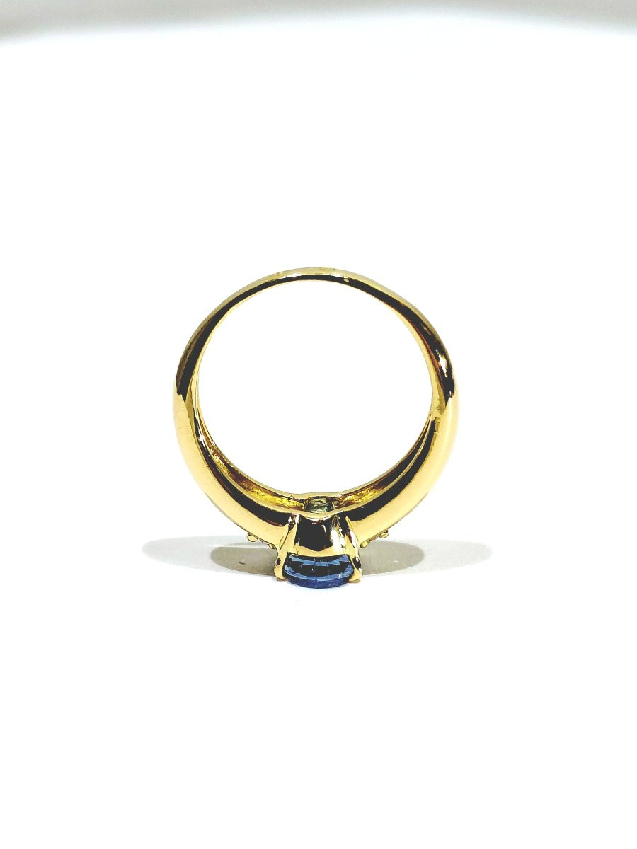 Yellow Gold Ring With Light Sapphire And Diamonds-photo-6
