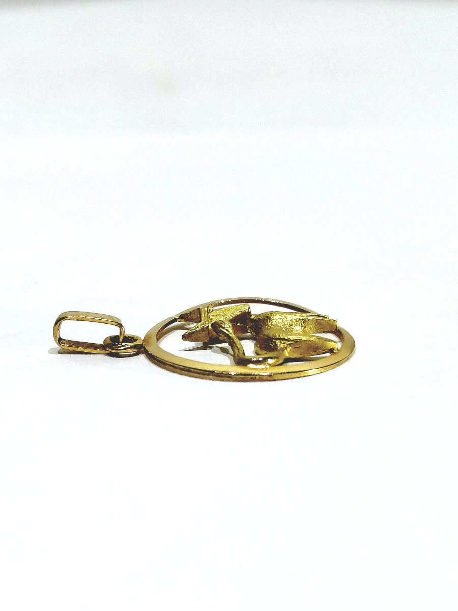 Médaille Taureau En Or Rose Et Jaune-photo-4