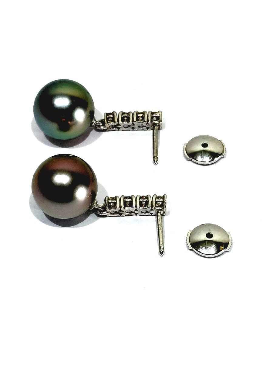 Pair Of White Gold Earrings With Pearls And Diamonds-photo-4