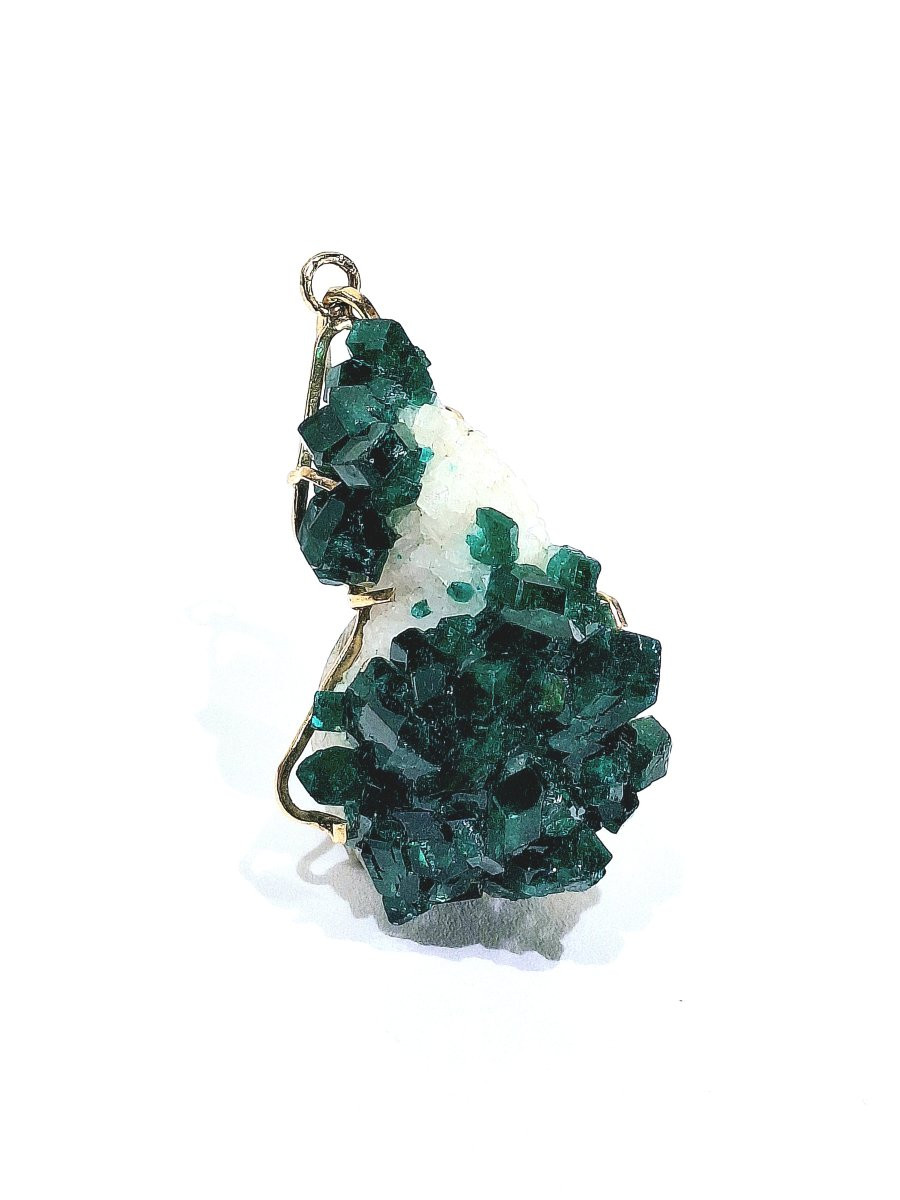 Pendentif Dioptase Sur Quartz Améthyste-photo-3
