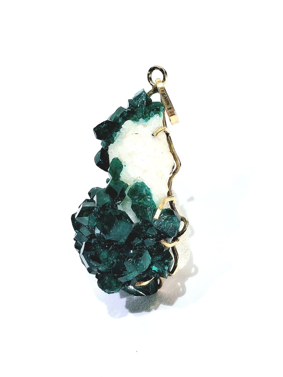 Pendentif Dioptase Sur Quartz Améthyste-photo-4