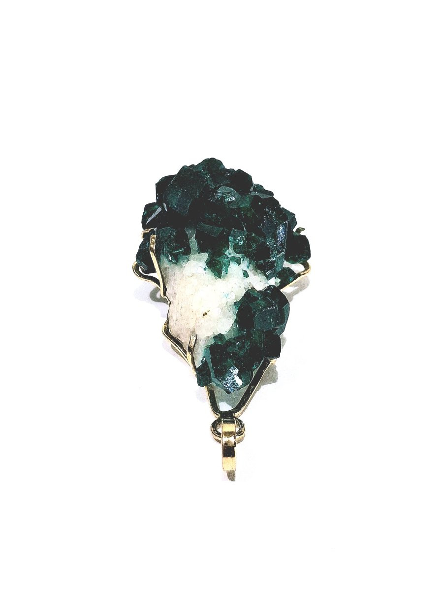 Pendentif Dioptase Sur Quartz Améthyste-photo-2