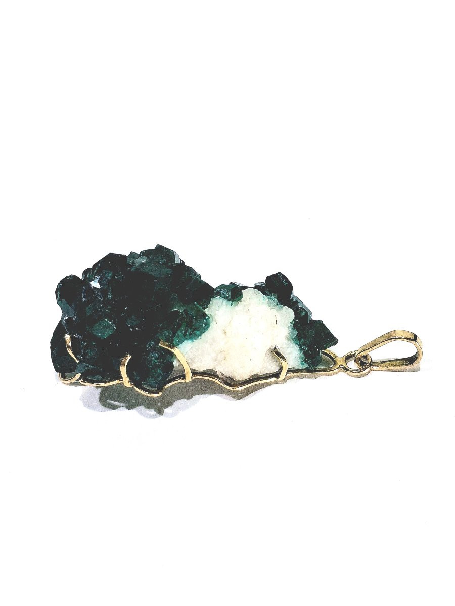 Pendentif Dioptase Sur Quartz Améthyste-photo-3