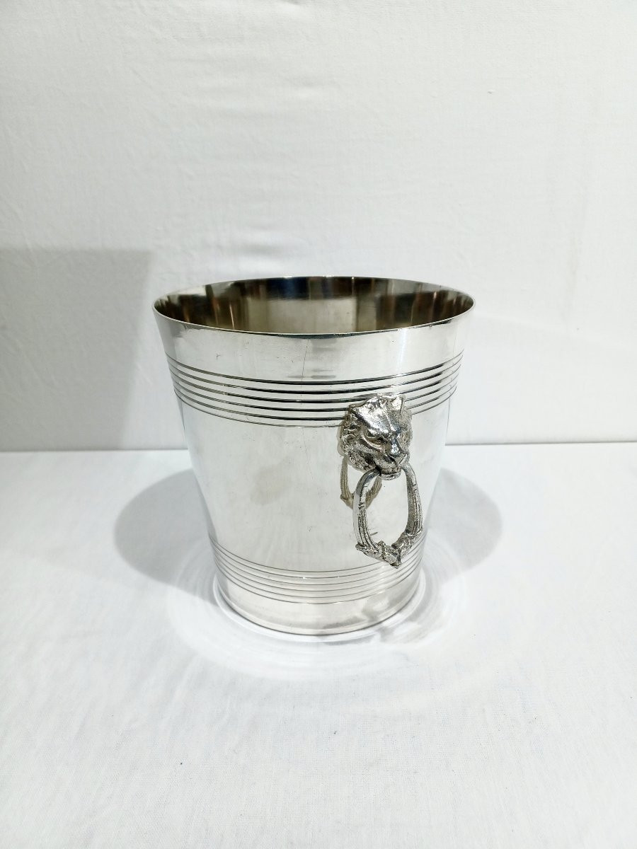 Seau à champagne en métal argenté-photo-2