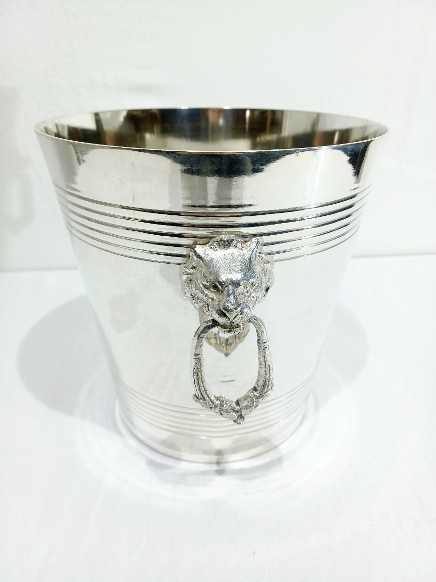 Seau à champagne en métal argenté-photo-3