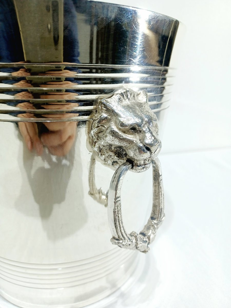 Seau à champagne en métal argenté-photo-4