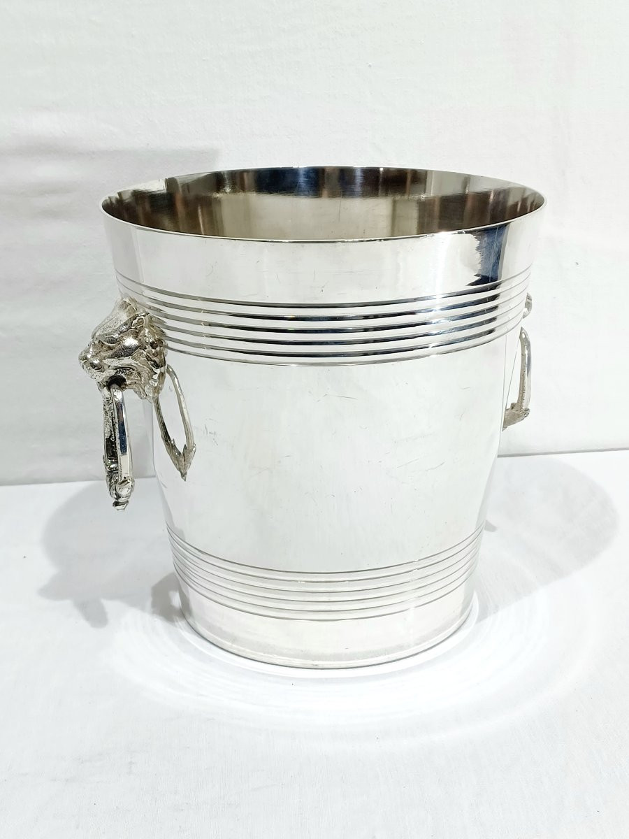 Seau à champagne en métal argenté-photo-6