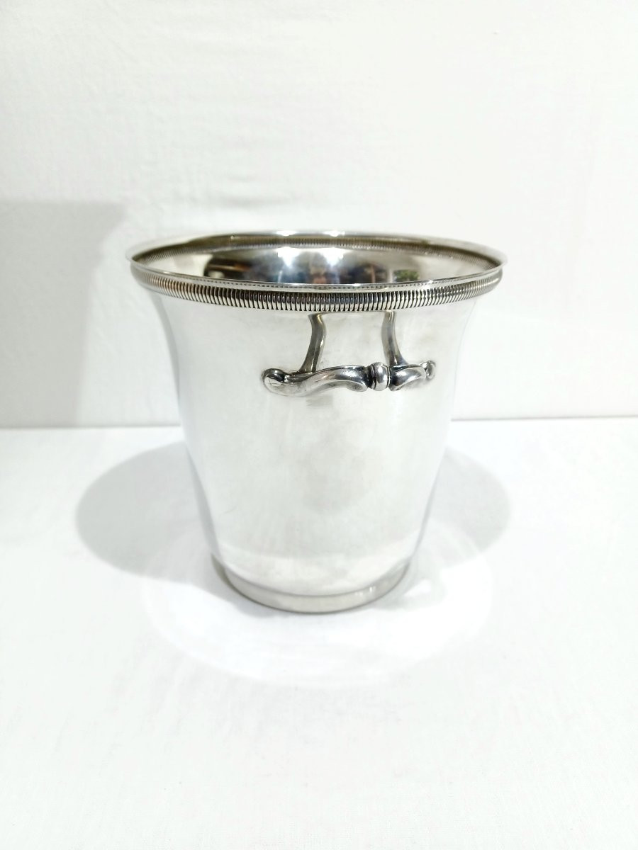 Champagne Bucket In Silver-plated Metal With Gadroons-photo-2