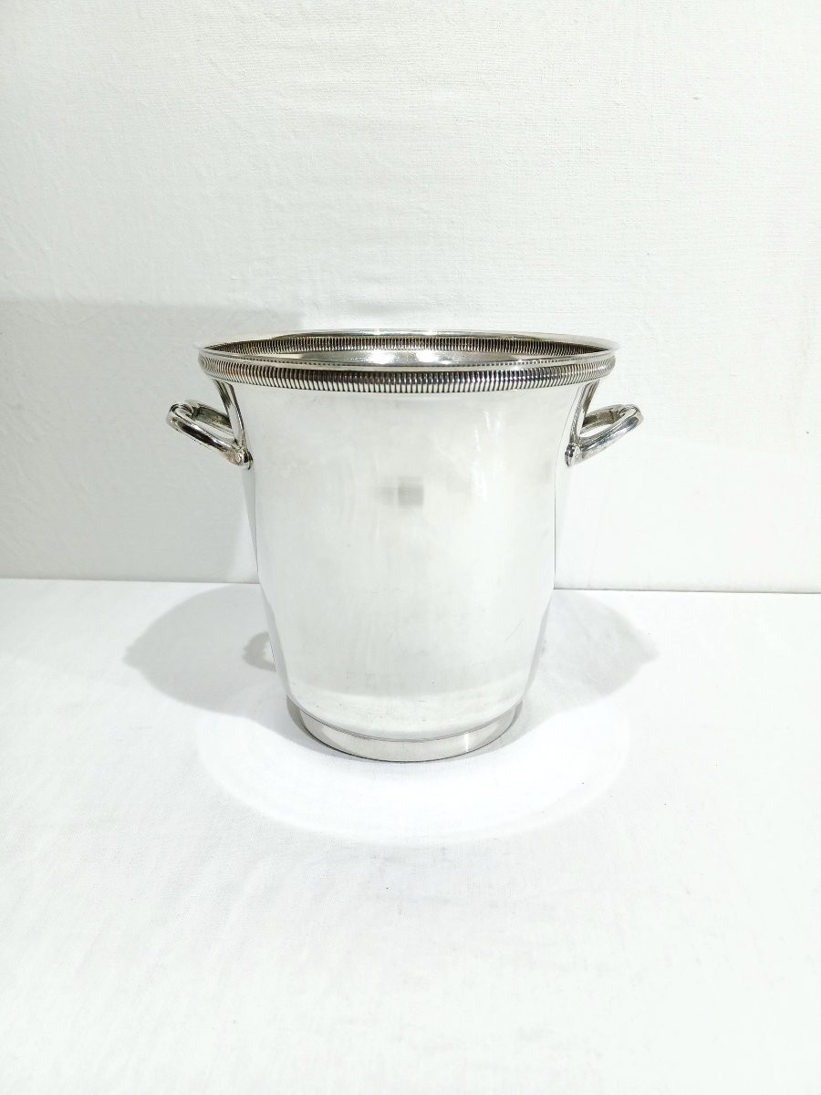 Champagne Bucket In Silver-plated Metal With Gadroons-photo-3