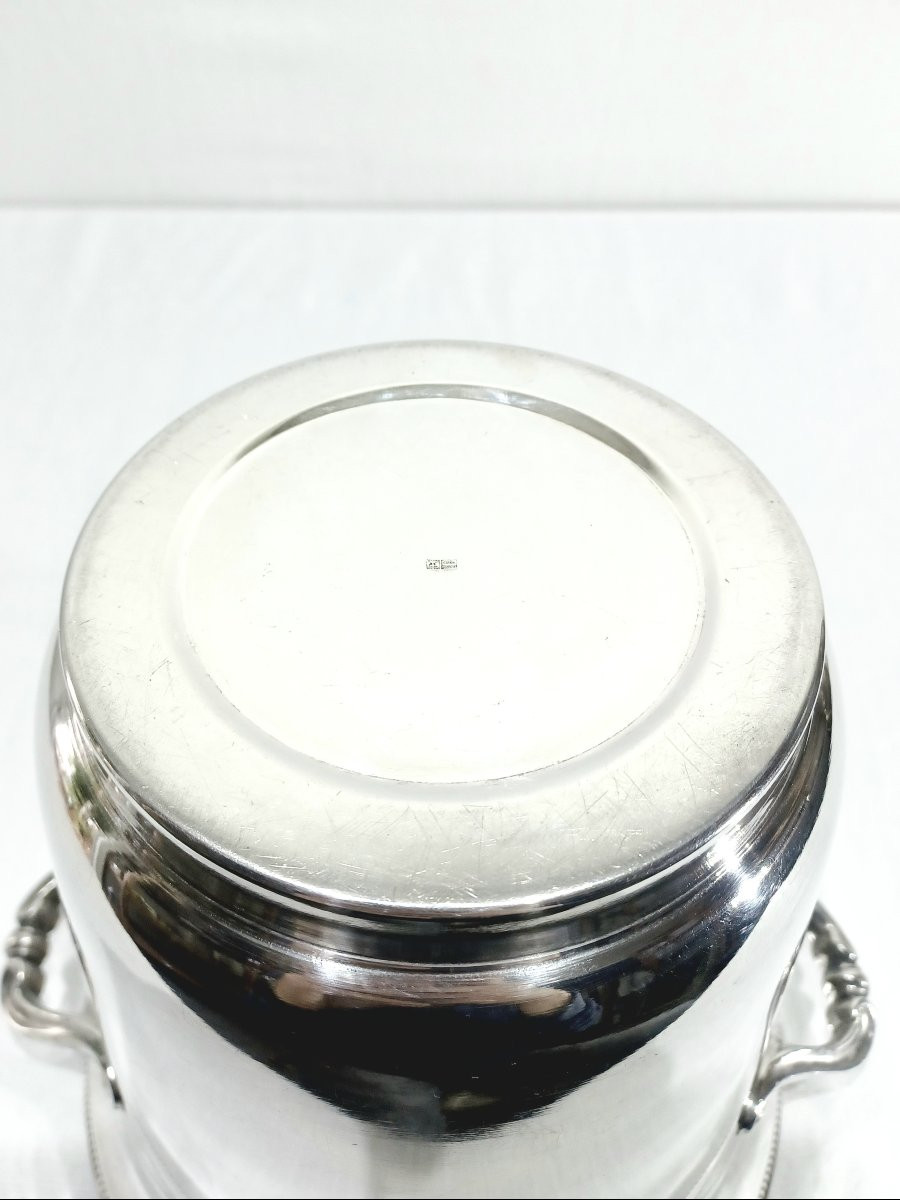 Champagne Bucket In Silver-plated Metal With Gadroons-photo-3