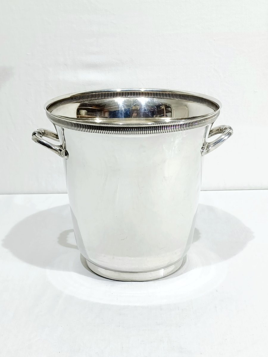Champagne Bucket In Silver-plated Metal With Gadroons-photo-7