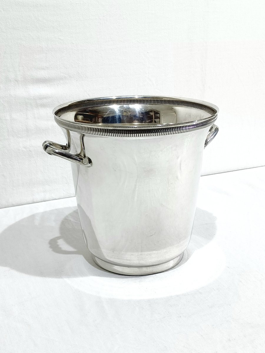 Champagne Bucket In Silver-plated Metal With Gadroons-photo-8