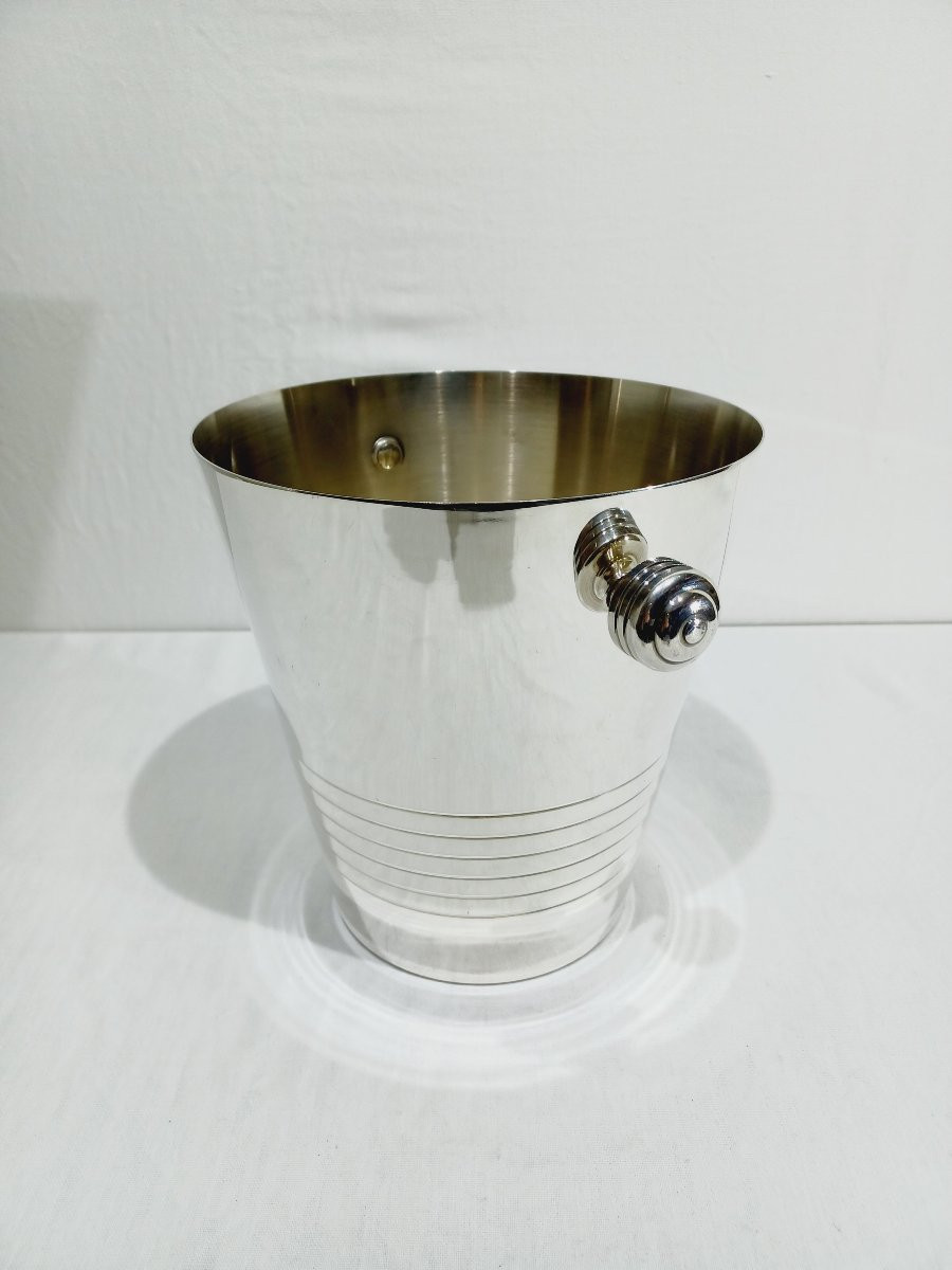 Silver-plated Champagne Bucket Engraved Auchan 25 Ans-photo-2