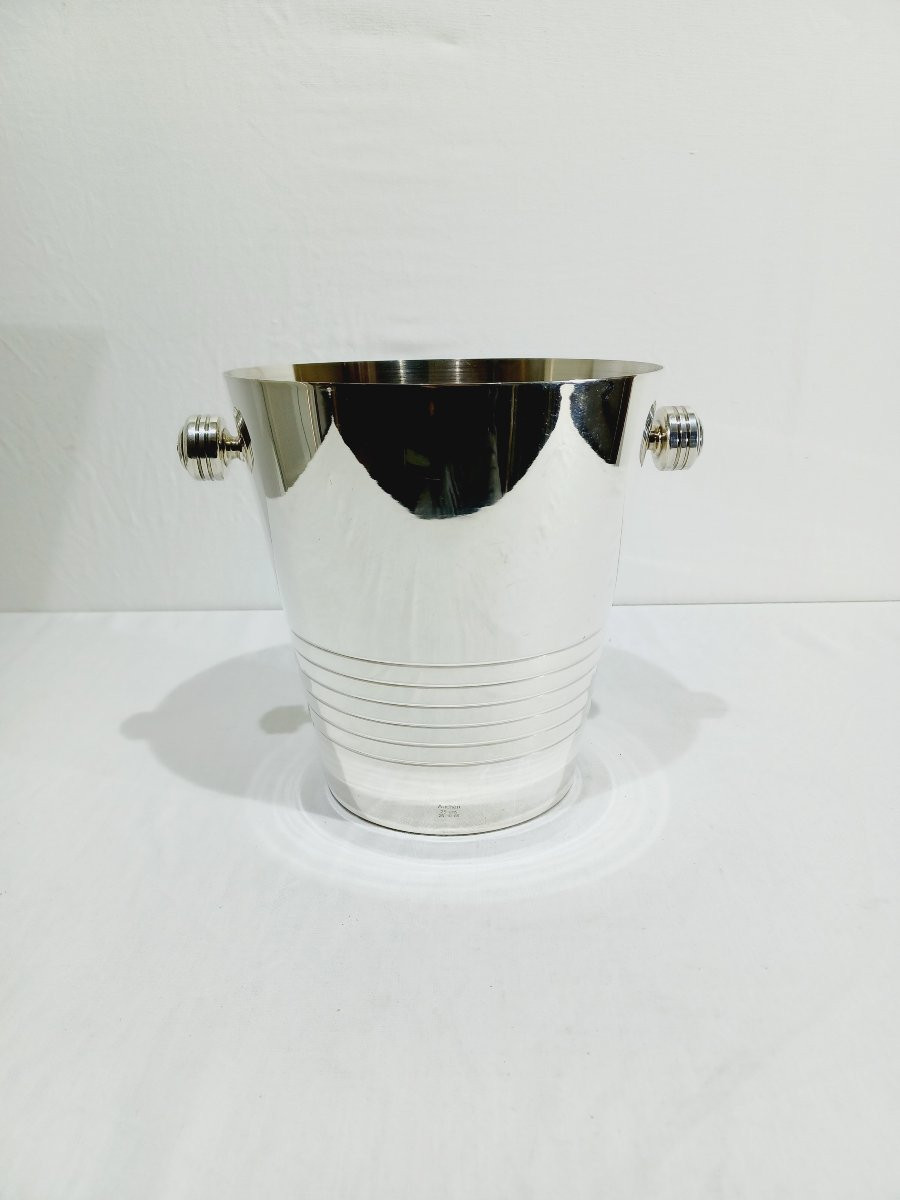Silver-plated Champagne Bucket Engraved Auchan 25 Ans-photo-3
