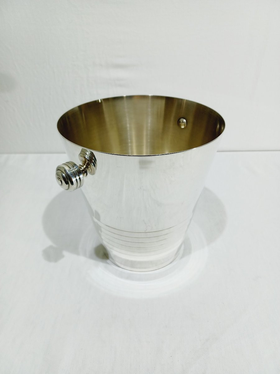 Silver-plated Champagne Bucket Engraved Auchan 25 Ans-photo-4