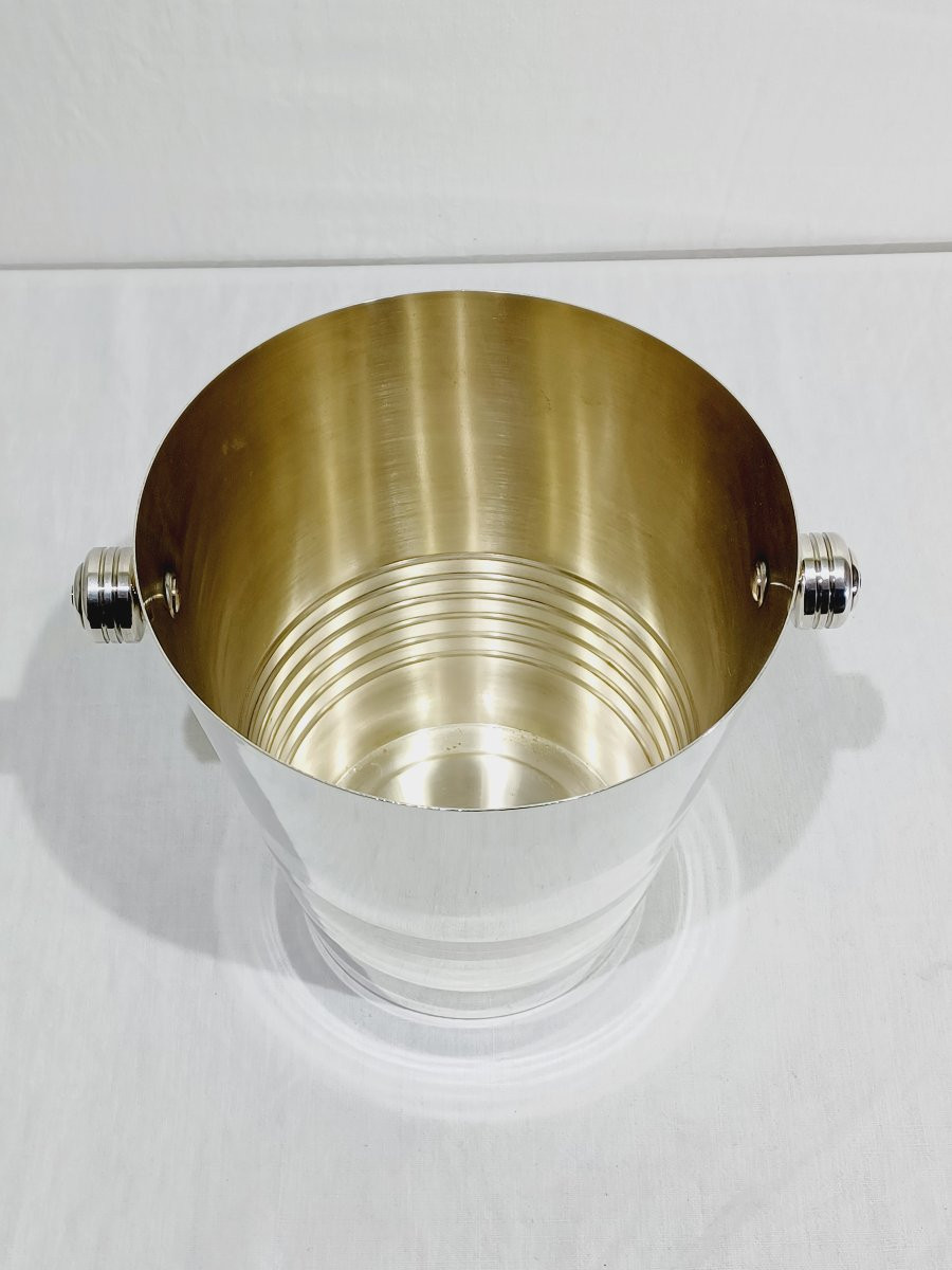 Silver-plated Champagne Bucket Engraved Auchan 25 Ans-photo-1